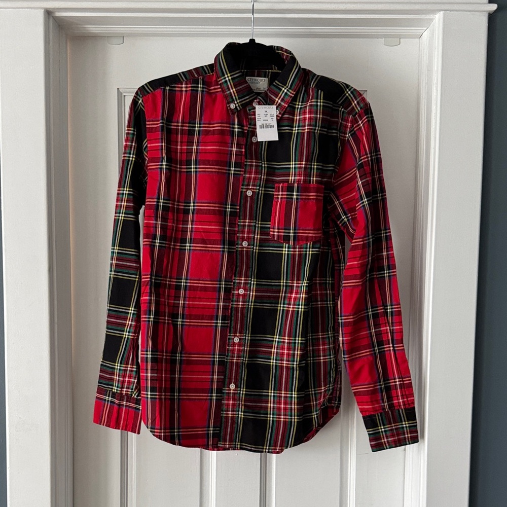 Crewcuts Red and Black Plaid Long-Sleeve Button-Down Shirt